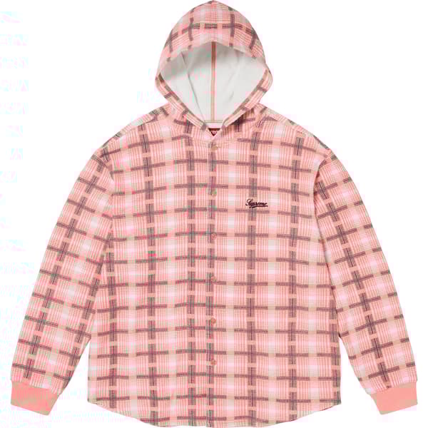 Supreme Hooded Plaid Knit Shirt - Pink (front)