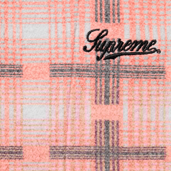 Supreme Hooded Plaid Knit Shirt - Pink (front)