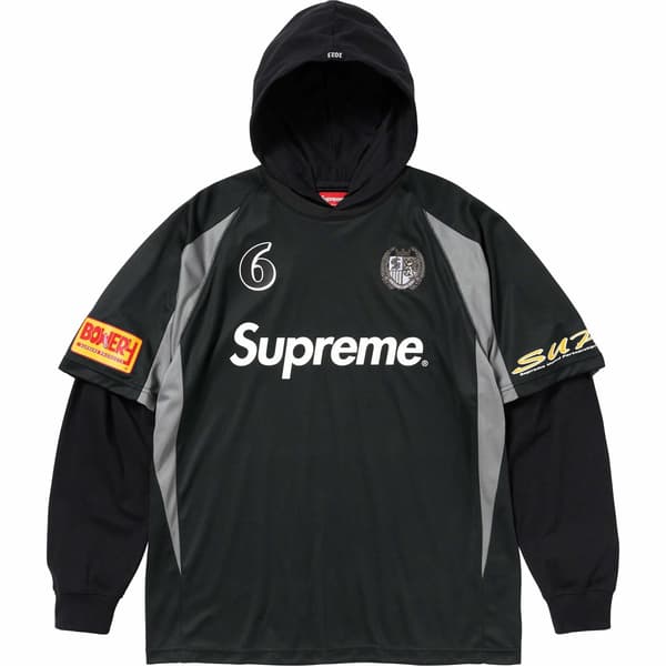 Supreme Hooded Soccer Jersey - Black (front)