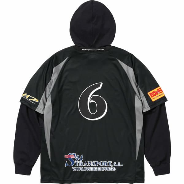 Supreme Hooded Soccer Jersey - Black (front)