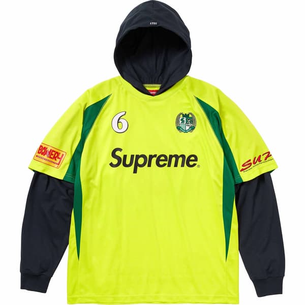 Supreme Hooded Soccer Jersey - Bright Green (front)