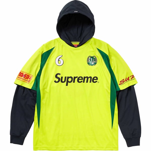 Supreme Hooded Soccer Jersey - Bright Green (front)