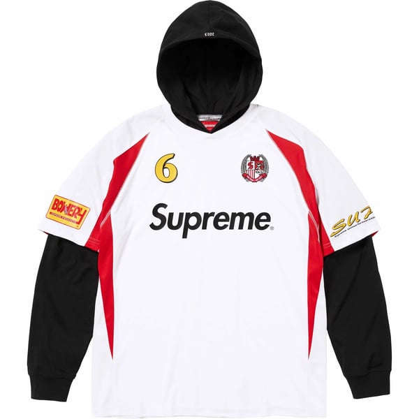 Supreme Hooded Soccer Jersey - White (front)