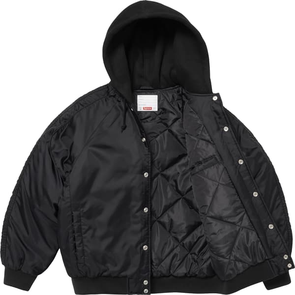 Supreme Hooded Stadium Jacket - Black (front)