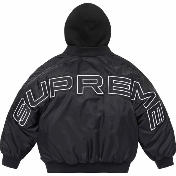 Supreme Hooded Stadium Jacket - Black (front)