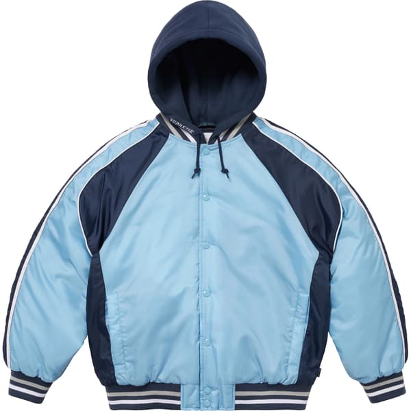 Supreme Hooded Stadium Jacket - Blue (front)