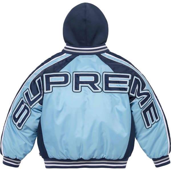 Supreme Hooded Stadium Jacket - Blue (front)