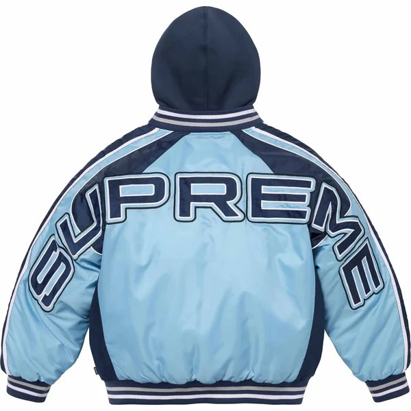 Supreme Hooded Stadium Jacket - Blue (front)