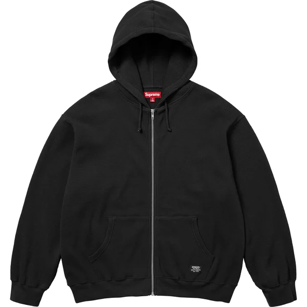 Supreme Hooded Zip Up Thermal - Black (front)
