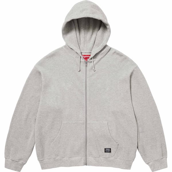 Supreme Hooded Zip Up Thermal - Heather Grey (front)