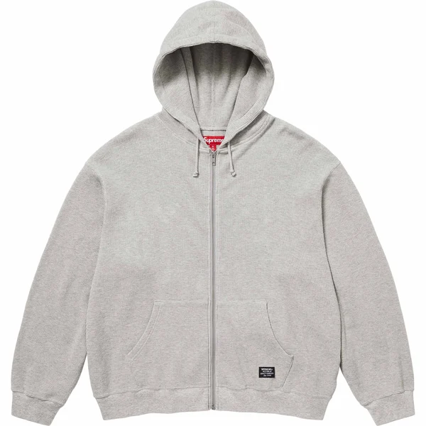 Supreme Hooded Zip Up Thermal - Heather Grey (front)