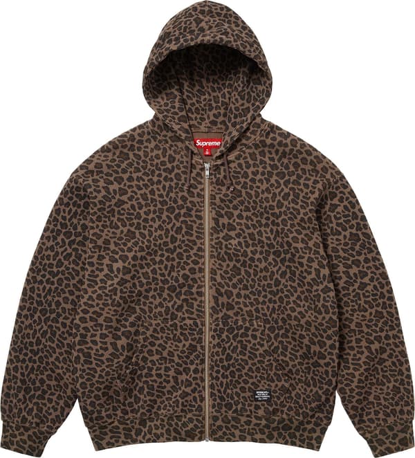 Supreme Hooded Zip Up Thermal - Leopard (front)