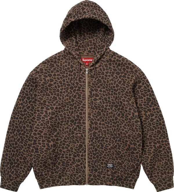 Supreme Hooded Zip Up Thermal - Leopard (front)