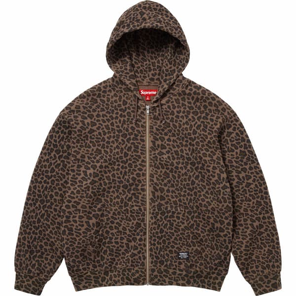 Supreme Hooded Zip Up Thermal - Leopard (front)