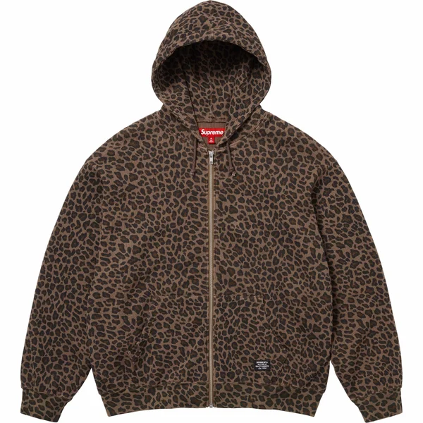 Supreme Hooded Zip Up Thermal - Leopard (front)