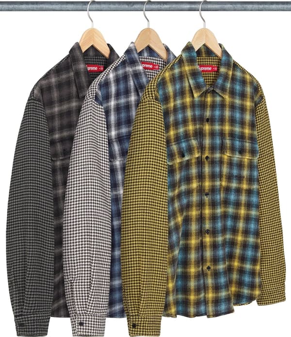 Supreme Houndstooth Plaid Flannel Shirt - Product Image