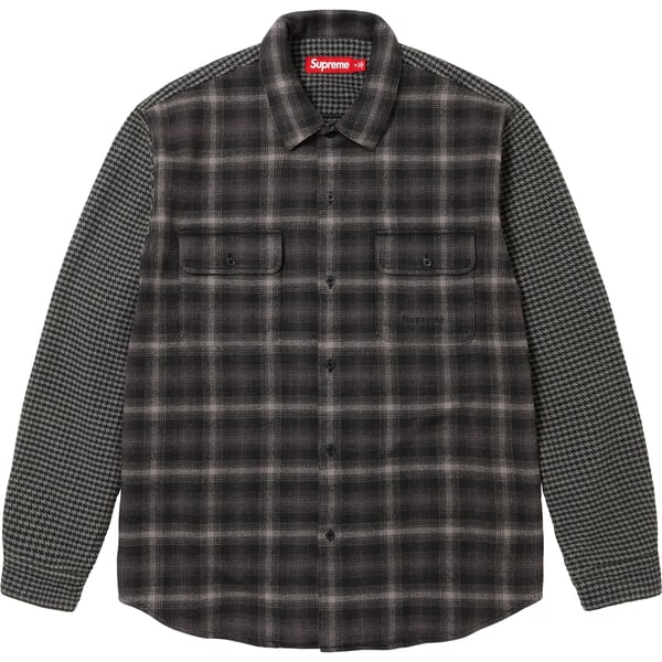 Supreme Houndstooth Plaid Flannel Shirt - Black (front)