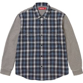 Supreme Houndstooth Plaid Flannel Shirt Navy