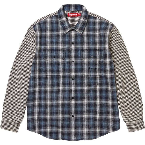 Supreme Houndstooth Plaid Flannel Shirt - Navy (front)