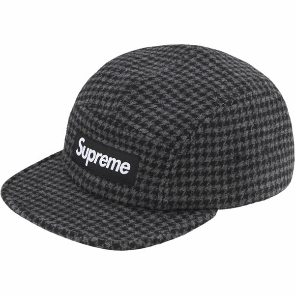 Supreme Houndstooth Wool Camp Cap - Black (front)