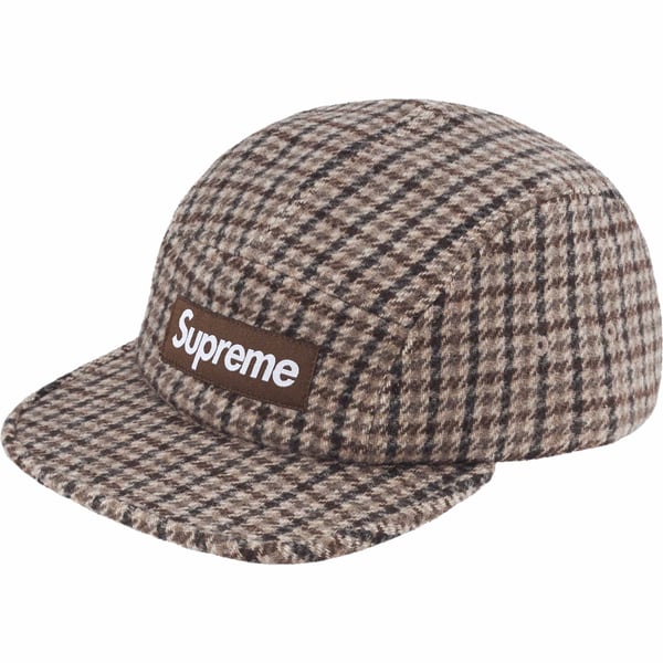 Supreme Houndstooth Wool Camp Cap - Tan (front)