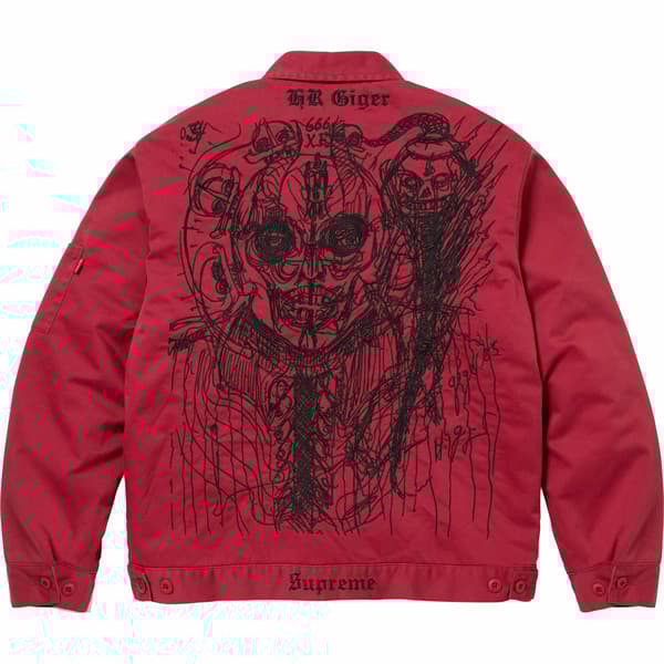 Supreme H.R. Giger Embroidered Work Jacket - Red (front)