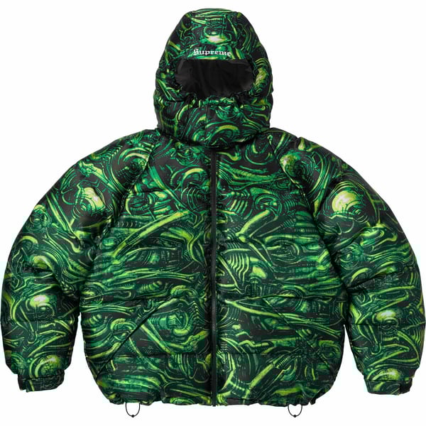 Supreme H.R. Giger Jacquard Down Puffer Jacket - Green (front)