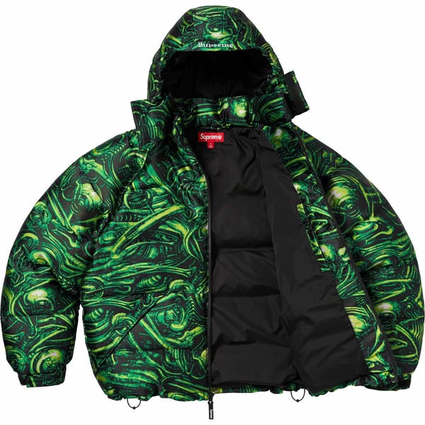 Supreme H.R. Giger Jacquard Down Puffer Jacket - Green (front)