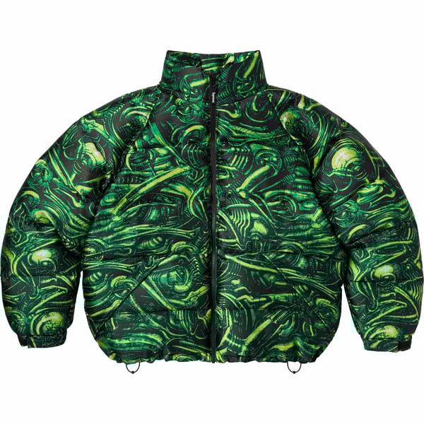 Supreme H.R. Giger Jacquard Down Puffer Jacket - Green (front)