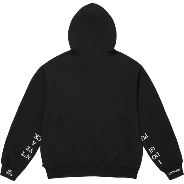 Supreme IDGAF Zip Up Hooded Sweatshirt - Black (front)
