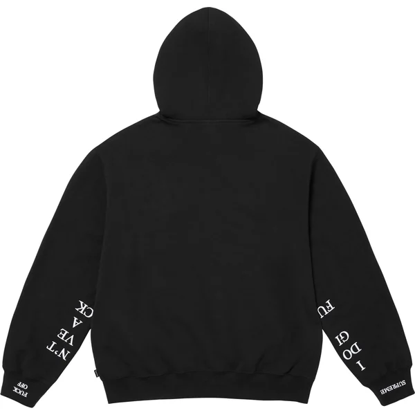 Supreme IDGAF Zip Up Hooded Sweatshirt - Black (front)