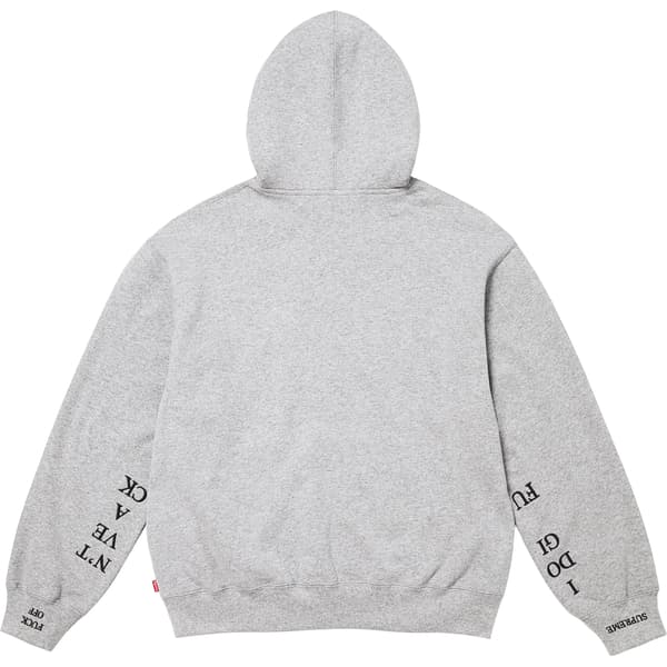 Supreme IDGAF Zip Up Hooded Sweatshirt - Heather Grey (front)