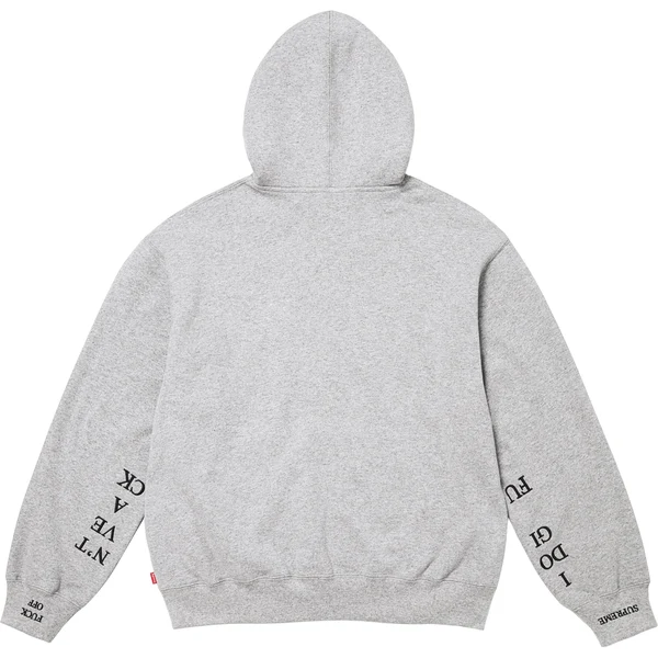 Supreme IDGAF Zip Up Hooded Sweatshirt - Heather Grey (front)