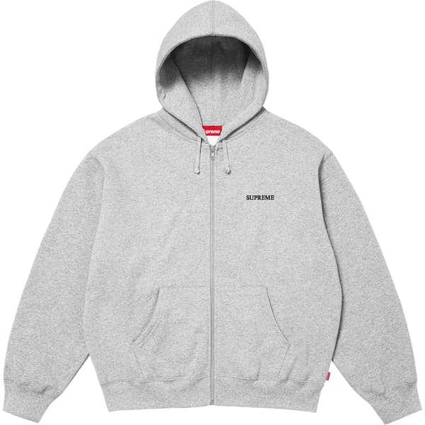 Supreme IDGAF Zip Up Hooded Sweatshirt - Heather Grey (front)