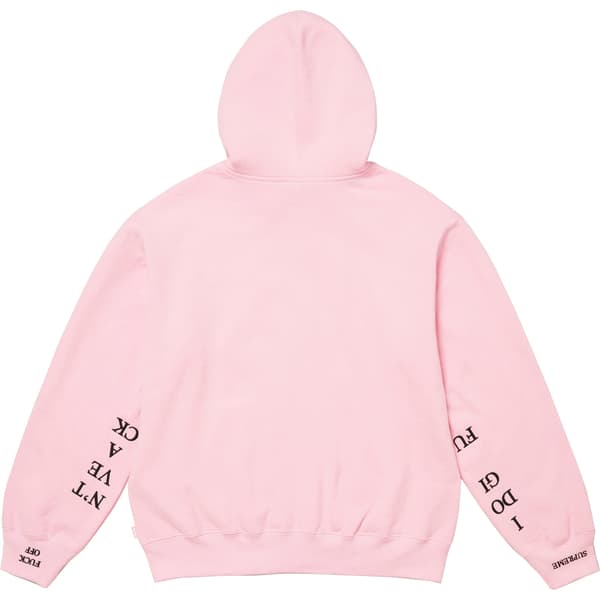 Supreme IDGAF Zip Up Hooded Sweatshirt - Light Pink (front)