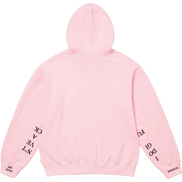 Supreme IDGAF Zip Up Hooded Sweatshirt - Light Pink (front)