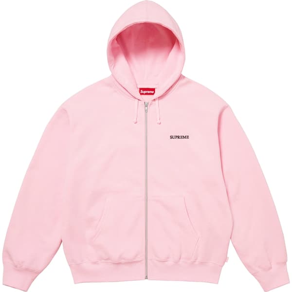 Supreme IDGAF Zip Up Hooded Sweatshirt - Light Pink (front)