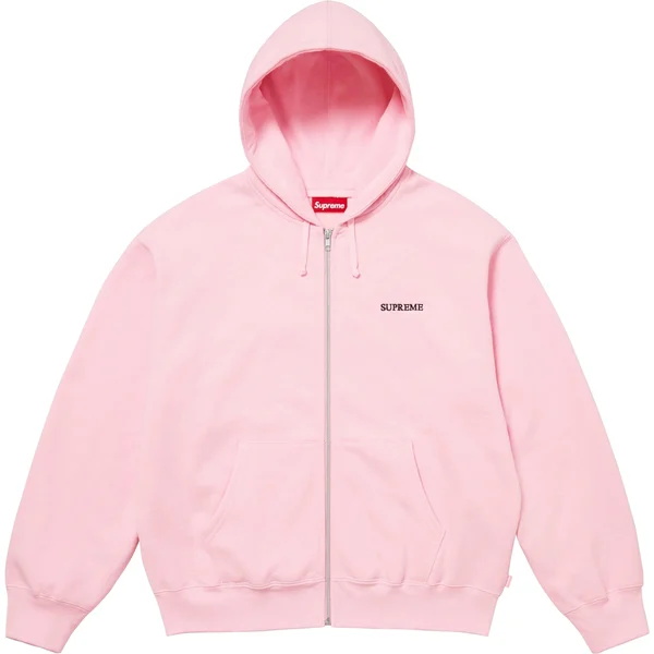 Supreme IDGAF Zip Up Hooded Sweatshirt - Light Pink (front)