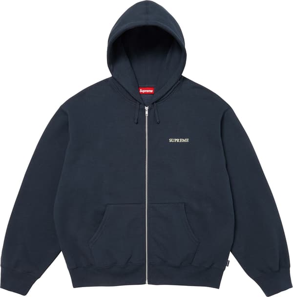 Supreme IDGAF Zip Up Hooded Sweatshirt - Navy (front)