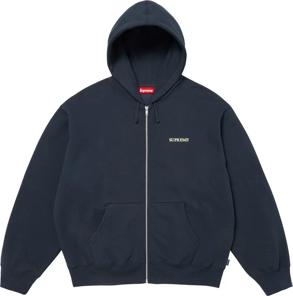 Supreme IDGAF Zip Up Hooded Sweatshirt - Navy (front)