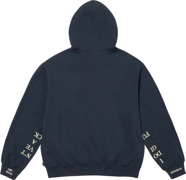Supreme IDGAF Zip Up Hooded Sweatshirt - Navy (front)