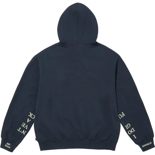 Supreme IDGAF Zip Up Hooded Sweatshirt - Navy (front)