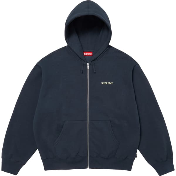 Supreme IDGAF Zip Up Hooded Sweatshirt - Navy (front)