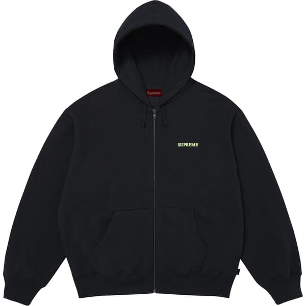 Supreme IDGAF Zip Up Hooded Sweatshirt - Navy (front)