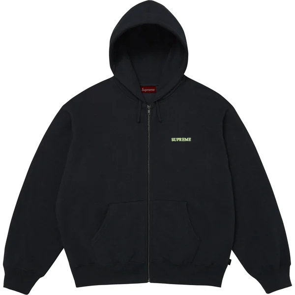 Supreme IDGAF Zip Up Hooded Sweatshirt - Navy (front)