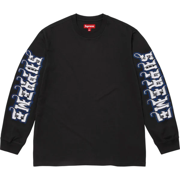 Supreme Intarsia Sleeve L/S Top - Black (front)