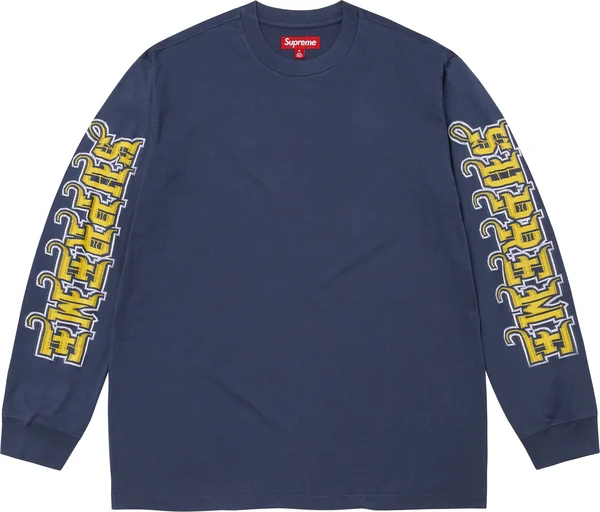 Supreme Intarsia Sleeve L/S Top - Navy (front)