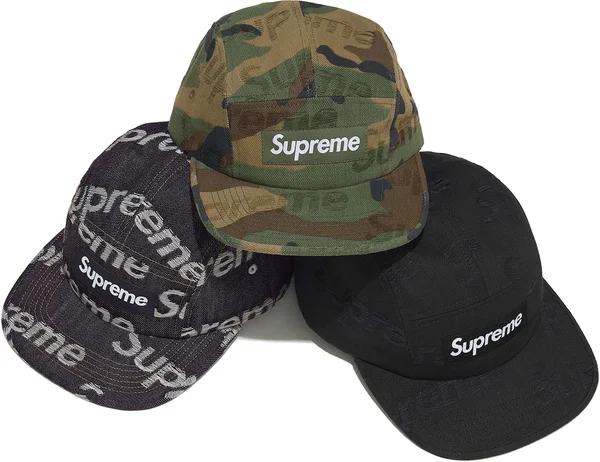 Supreme Jacquard Logos Denim Camp Cap - Product Image