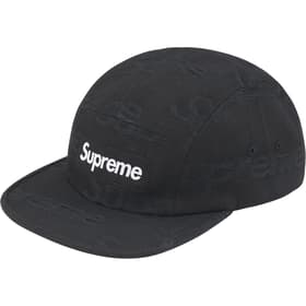 Supreme Jacquard Logos Denim Camp Cap Black