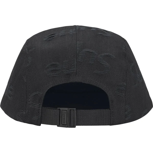 Supreme Jacquard Logos Denim Camp Cap - Black (front)
